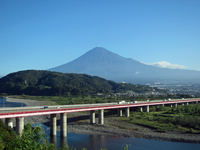 富士川S.A.から見えた富士山；クリックすると大きな写真になります。